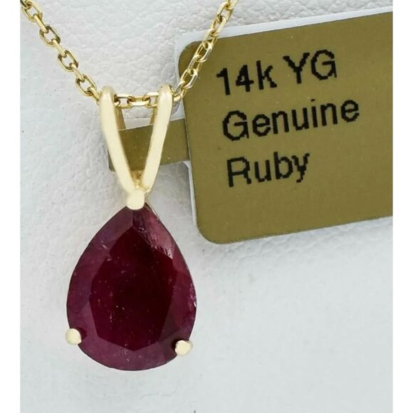 Genuine 2.07 Cts Ruby Pendant 14k Yellow Gold